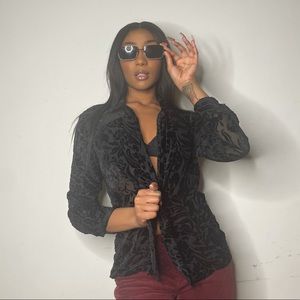 Vintage 90s Black Open Shirt